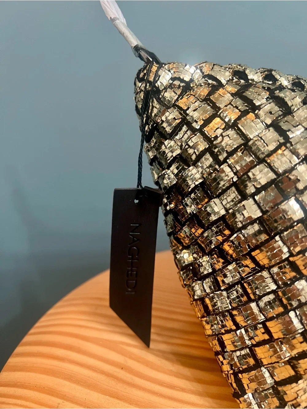 NAGHEDI Metallic Gold Silver Woven St. Barths Style Clutch Pouch NWT
